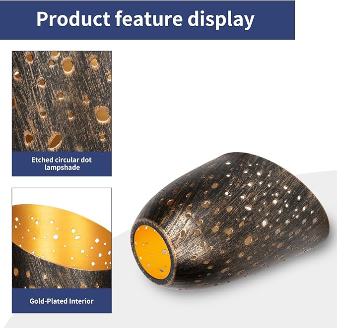 Metal Small Cut Corner Lamp Shade Laser Star Bevel Floor Lampshade Bronze Outside And Gold Inside 4.4" Top X 5.9"Height (2 Pcs)