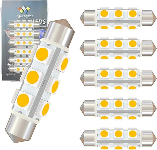 44mm DC 12V Warm White Festoon LED Bulb,578 569 LED Bulbs 211-2 for Lanscape Camper RV Automotive Interior Dome Reading Map Cargo Lights Non Polarity(Pack 6)