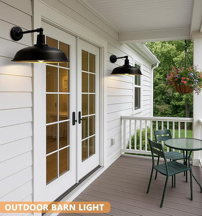 24-inch Extra-Large Outdoor barn Light, Straight arm Design, Vintage Farmhouse Style gooseneck barn Light, Minimalist Outdoor Wall lamp, Suitable for garages, porches, and barns
