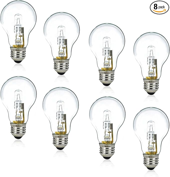 8Pcs 043168787963 78796 Halogen Light Bulbs丨43W 120V Clear Dimmable Bulbs for A19 Type E26 Base丨Suitable for Table Lamps