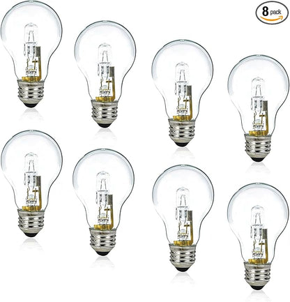 8Pcs 043168787963 78796 Halogen Light Bulbs丨43W 120V Clear Dimmable Bulbs for A19 Type E26 Base丨Suitable for Table Lamps