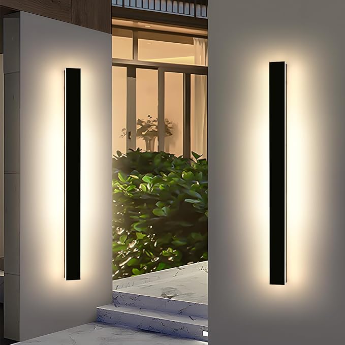 Mikeru 59inch Long LED Wall Light, 3000k Exterior Wall Sconces, Acrylic Invisible Exterior Wall Light for Porch Modern Outdoor Wall Mount Lighting for House Courtyard Balcony Porch Patio Garage