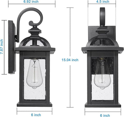 Darkaway Outdoor Lights Fixtures Wall Mount, Outdoor Wall Sconce with Seeded Glass Waterproof Outside Exterior Lights Fixture for House, Front Porch, Patio (2 Pack)