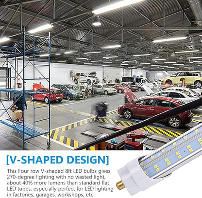 FA8 Super Bright 10-Pack T8 T10 T12 LED Tube Lights - 8 Foot, 120W 18800lm 5000K, Clear Cover, Replaces Fluorescent Bulbs