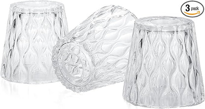 Textured Glass Lamp Shades with Decorative Pattern, 1-5/8 inch Fitter, Cylinder Glass Shade Covers Replacement Globe for Pendant Light fixtures Floor lamps Wall Sconces,3 Pack