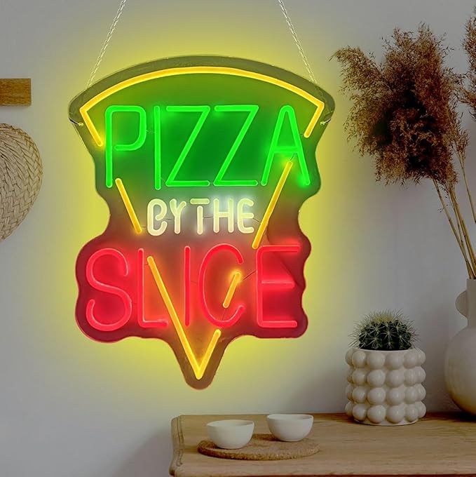 New 20"x16" Pizza by The Slice Neon Sign Beer Bar Pub Man Cave Business LED Neon Lamp Light DB350 Y