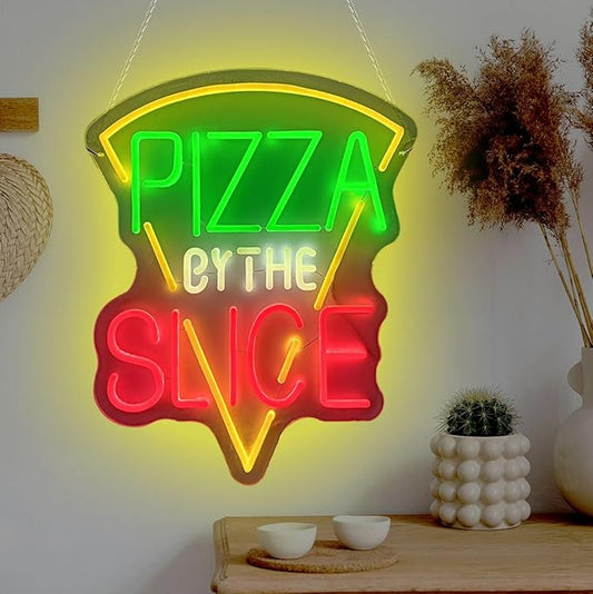 New 20"x16" Pizza by The Slice Neon Sign Beer Bar Pub Man Cave Business LED Neon Lamp Light DB350 Y