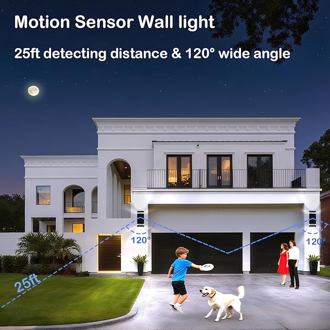 Dusk to Dawn Motion Sensor Porch Light with 3 Lighting Modes, Modern Up Down Wall Sconce with GU10 Bulbs, Heavy Aluminum Exterior Light Fixtures for Entryway, Patio, Garage,ETL Listed