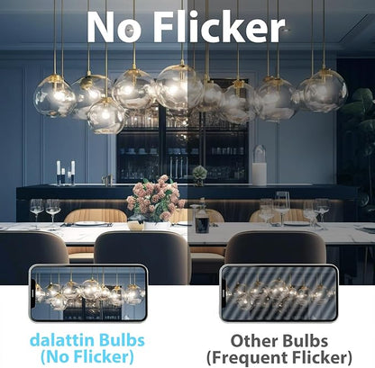 dalattin A19 Vintage LED Edison Bulbs, 60W Equivalent Light Bulbs, 5000K Daylight White, Clear Glass Filament Bulb, Efficient 8W, E26 Base, 800 LM, CRI80+, Non-Dimmable for Home, Farmhouse, 6 Pack