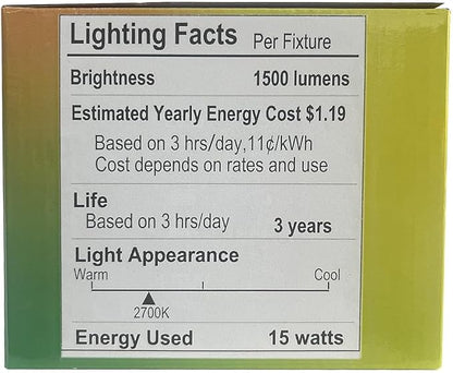 A19 LED Light Bulb, 100 Watt Equivalent LED Bulbs, 3000K Warm White, 1500 Lumens, Standard E26 Base, Non-Dimmable, 15W Super Bright Light Bulbs for Home, Office Lamp, ETL Listed(20-Pack)