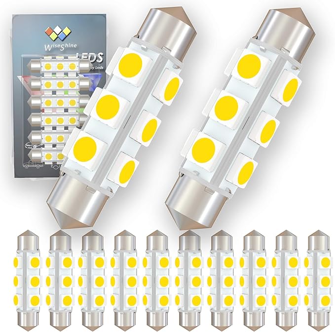 360 deg 42mm DC 24V 561 Led Bulb Natural White,562 567 566 212-2 LED Festoon Bulb for Truck Interior Reading Map Glove box Lights Non Polarity(Pack 12)