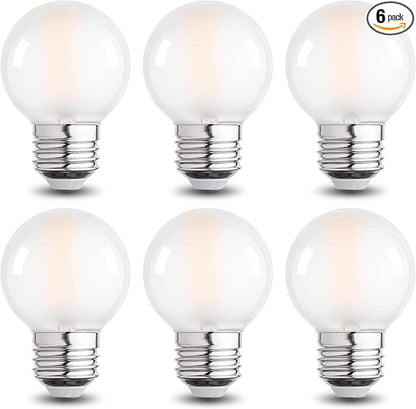 Frosted G16.5 Led Bulb, Matt Vanity Globe Light Bulbs, E26 Dimmable Globe Small Round Edison Light Bulbs, 6w 2700k Vintage LED Filament Edison Bulb