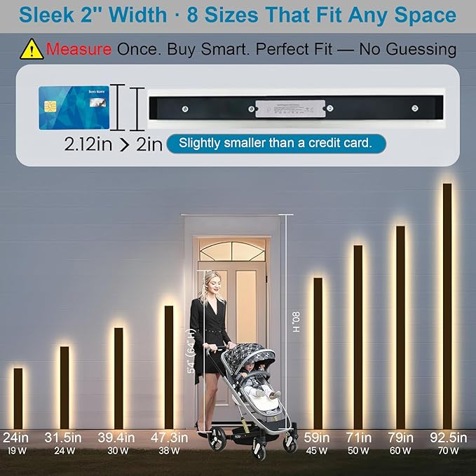 2PC 39inch Modern Outdoor Wall Lights, 2700k-6500k Dimmable Long Exterior Light Fixtures Wall Mount IP65 Waterproof Linear Outdoor Wall Sconce Lights LED Outside Garage Lights for House Patio