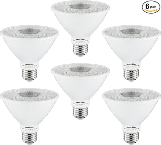 Sunlite LED PAR30 Short Neck Flood Light Bulb, 9 Watt, (75W Equivalent), 850 Lumens, Medium Screw (E26) Base, Dimmable, ETL Listed, 4000K Cool White, 6 Count