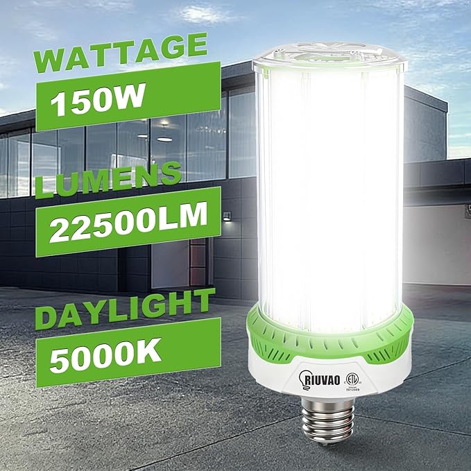 2 Pack 150W LED Corn Light Bulb 225000LM 5000K Daylight Super Bright LED Corn Bulbs, E26/E39 Base Light Bulb for Warehouse, Workshop, Garage, High Bay Indoor Outdoor Lighting