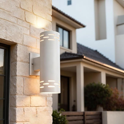 Modern Outdoor Wall Lights,Stainless Steel, 23W 3000K Integrated LED Cylinder Up Down Wall Sconce Porch Lighting IP65 Waterproof Patio Wall Light Fixture for House Porch Entryway