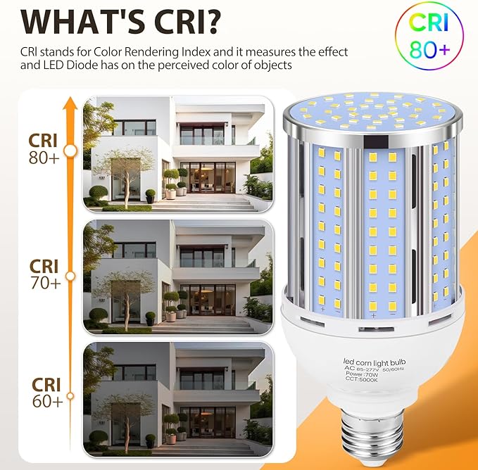 70W LED Corn Light Bulb(6 Pack),(700 Watt Equivalent) Fanless E26/E39 Medium/Large Mogul Base LED Cob Lamp 5000K Daylight 8,800LM for Outdoor Indoor Garage Warehouse Factory Workshop Street Backyard
