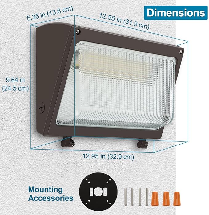 120W LED Wall Pack Light, 120W/100W/80W Switchable, 3000K/4000K/5000K Selectable, 15600lm 120-277V IP65, Dusk to Dawn Outdoor Lighting Fixture, Exterior Wall Mount Security Lights, ETL Listed