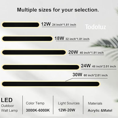 TODOLUZ 2-Pack 40-Inch Long Linear Oudoor Wall Sonce, IP65 Waterproof Modern Wall Light Fixture with Build-in Integrated LED & 5 Color (3000K/3500K/4500K/5000K) for House Front Door Garage