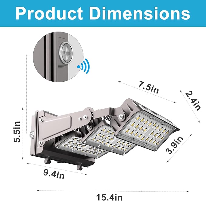 Lightdot 320W LED Wall Pack Lights, 360° Adjustable Panel with Dusk to Dawn Photocell, 48,000Lm 5000K Daylight, IP65 Waterproof & Advanced Heat Dissipation Outdoor Security Lighting(Height:35~45ft)