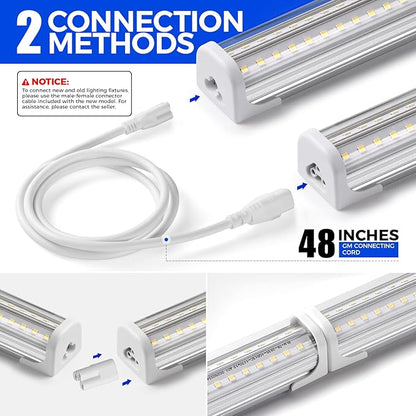 Barrina T8 LED Shop Lights for Workshop 4FT, 50W, 5000K, ‎Daylight White, Clear Cover, Ceiling, V-Shape Shop Light Fixture, Garage, Warehouse, Basement, ETL Listed, 2 Packs