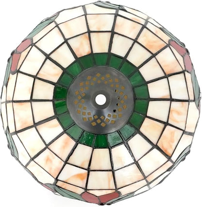 Tiffany Lamp Shade Replacement, 12 Inches Christmas Tree Red Flowers Stained Glass Vintage Handmade Cute Decor Ceiling Light Shade for Table Lamp Pendant Light