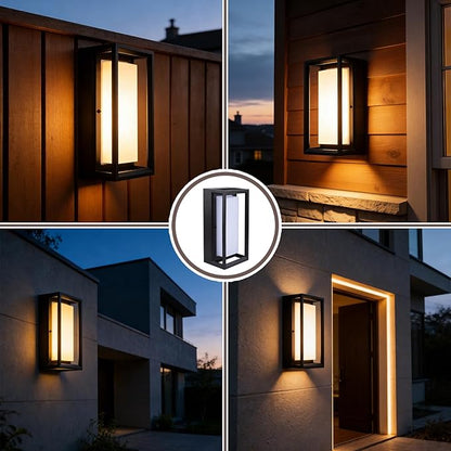 LED Outdoor Wall Sconce & Porch Sconce, 3000K 1500 Lumens, Die Cast Aluminum Porch Lights, Modern Exterior Decorative Light Fixture for Front Door, Garage, House Entrance(11X5.5X4.3inch)