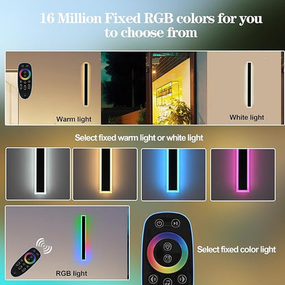 BONLICHT Modern Outdoor RGB Wall Light 1 Pack 40 In Dimmable Contemporary Long Outside LED Garage Sconce Wall Mount Linear Exterior Light Fixtures for Front Door and Entrance (Remote Control Included)