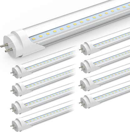 Romwish 24 Inch T8 LED Tube Light, 10W(24W Equiv.), 1120LM, 5000K Daylight, Type A+B Plug & Play or Ballast Bypass, F17T8 Fluorescent Replacement, Double-Ended Power, Under Cabinet Light, 8 Pack