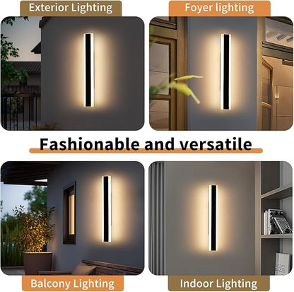 Modern Outside Wall Lights for House, 23.6inch Outdoor Wall Sconces, 3 Lights Color 3000K/4500K/6000K, IP65 Waterproof, Long Wall Lamp Mounted Lighting Fixture for Patio, Yard, Garage