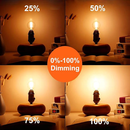 G16.5 LED Bulb 60w Dimmable 2700k Warm White 5W 120V, 6 Pack High Output Led G16.5 Clear Globe Bulb, No Flicker G 16.5 Round Bulb E12 Candelabra Base Clear Glass for Indoor/Outdoor Lighting.