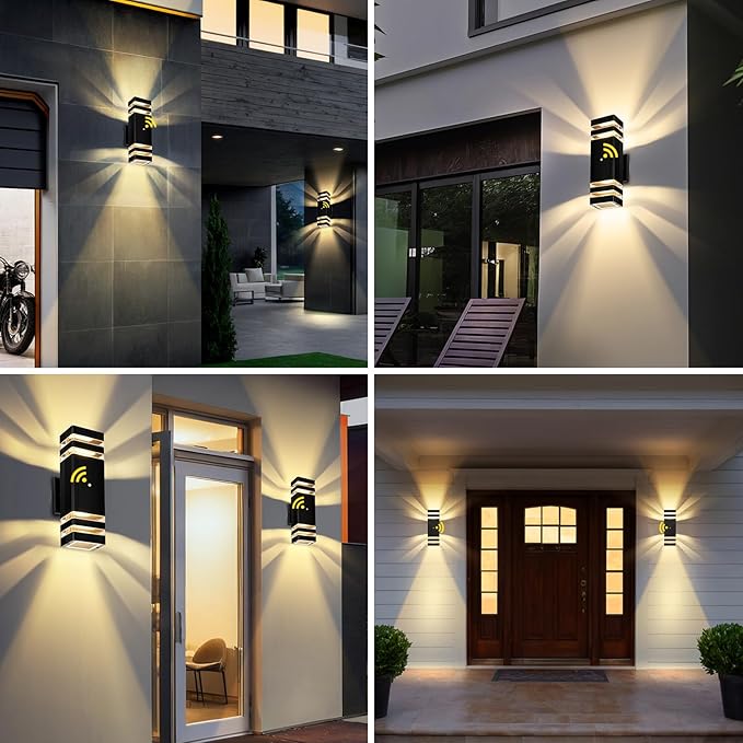 Exterior Lighting Fixtures Dusk to Dawn 2 Pack, 3000K Warm White Outdoor Wall Lights, Up and Down Porch Lights, Waterproof Outdoor Lights for House Porch Patio
