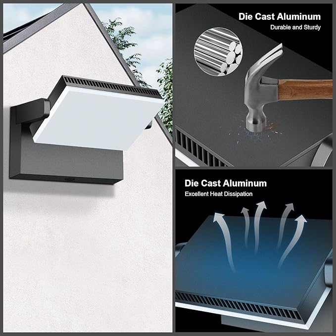 Modern Sleek Flood Lights Outdoor 120W, 18000LM 5000K Waterproof LED Security Lighting, 360° Rotatable Commercial Wall Pack for Yard, Car Lot, Building