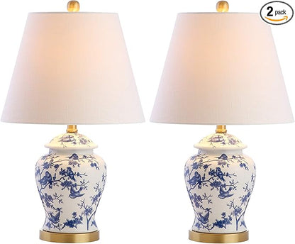 JONATHAN Y JYL3005A-SET2 Set of 2 Table Lamps Penelope 22" Chinoiserie Classic,Cottage,Traditional,for Bedroom, Living Room, Office, College Dorm, Coffee Table, Bookcase, Blue/White