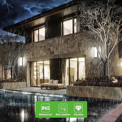 Sytmhoe 10%-100% Dimming LED Modern Outdoor Wall Light, 16in 6000K Dimmable Porch & Patio Wall Light Fixture,Black Aluminum&Dual PC Wall Lights Suitable for Garage Living Room Courtyard House(6000K)