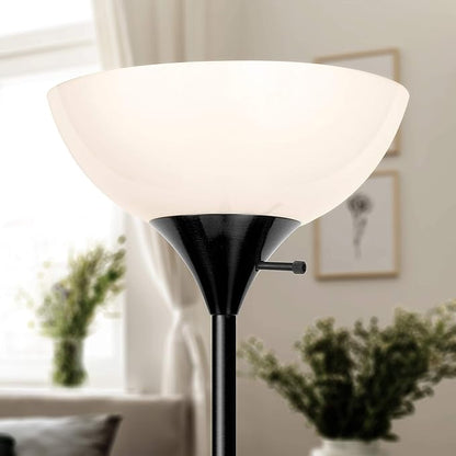 Brightech Sky Dome Dimmable LED Floor Lamp, Torchiere Floor Lamp for Living Room, Bedroom, & Office – Tall Torch Standing Lamp for Reading, Modern Home Decor – Jet Black