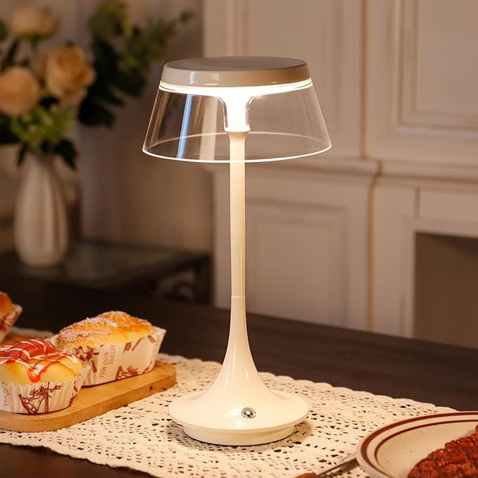 JHY DESIGN 3-Color Light Dimmable Bedside Table Lamp 10.5" H Nightstand Lamp Touch Control Lamp for Bedroom Living Room Indoors Outdoors(Single,Type-C Charging)