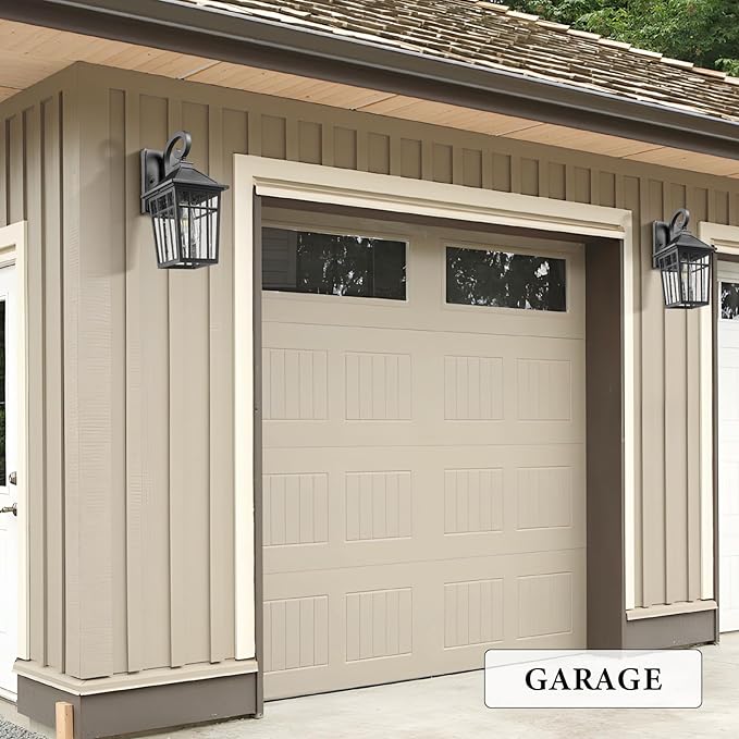 Darkaway Outdoor Wall Lights for House, Exterior Lighting Fixtures Wall Mount Outdoor Porch Lights Waterproof Black Outdoor Sconce Lights with Seeded Glass for Patio Hallway Garage