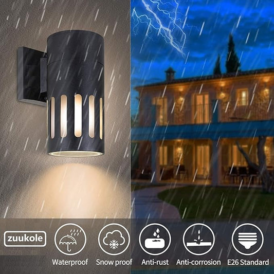 Outdoor Wall Sconce, Exterior Lighting Fixture - ETL Listed, Die-cast Aluminum Waterproof Wall Mount Cylinder Design - 1-Direction Up or Down Light Fixture for Porch, Backyard or Patio