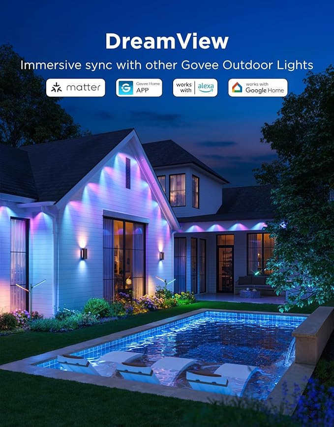 Govee Permanent Outdoor Lights Prism, 200ft with 72 Triple-Color Lighting Heads, 100+ Scene Modes, Up to 60lm for Outdoor Decor, IP68 Waterproof, Works with Alexa, Google Assistant & Matter, White