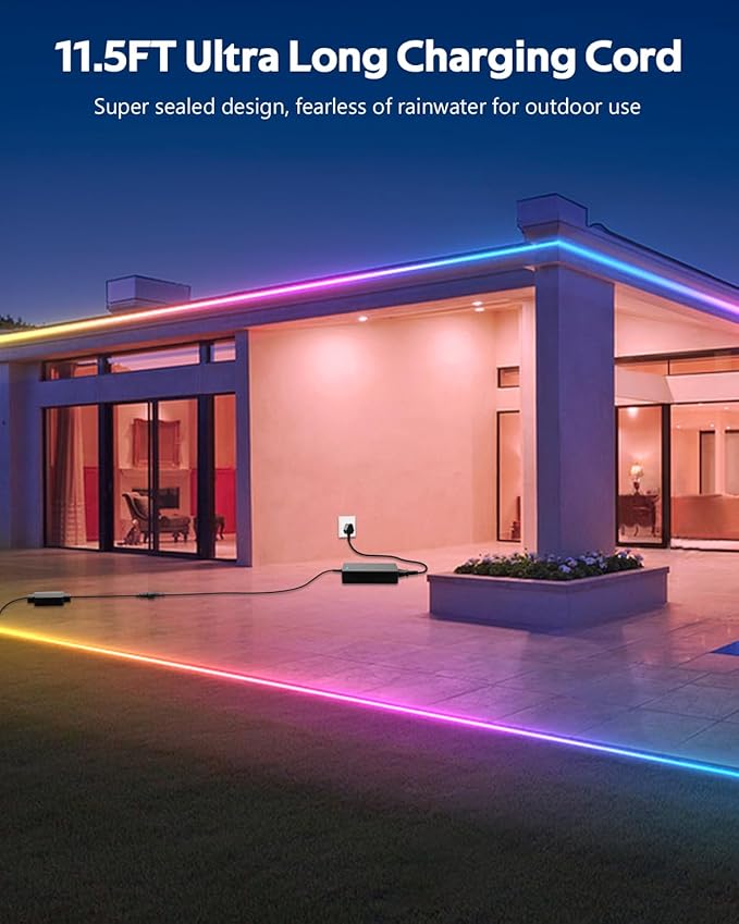 100FT Smart LED Light Strip RGB IC 1 Roll 24V Addressable Outdoor LED Strip Lights Waterproof Multi Color Chasing LED Lights with Remote APP Control Music Sync DIY Design for Bedroom 60 LEDs/M