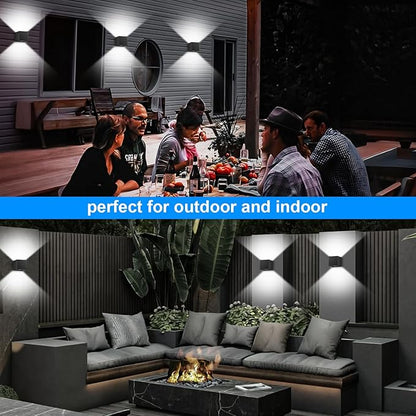 ledmo 20W High Power Modern Outdoor Wall Sconce Light Creative Adjustable Beam Square Up and Down Exterior Wall Lights Fixture Anti-Rust Aluminum IP65 6000K 1800LM Black for Patio Garage House 4 Pack