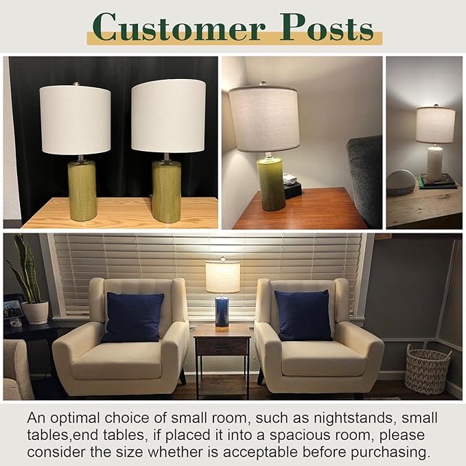20.25" Small Table Lamps Set of 2 Modern Ceramic Lamps for Living Room Farmhouse Bedside Lamps Boho Lamps for Night Stands Grey Bedroom Lamp Side End Table Lamps
