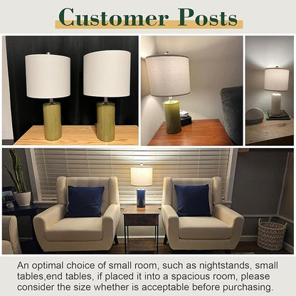 20.25" Small Table Lamps Set of 2 Modern Ceramic Lamps for Living Room Farmhouse Bedside Lamps Boho for Night Stands Bedroom Lamps Side Table Lamps End Table Lamps, Blue
