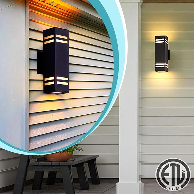 Dusk to Dawn Outdoor Wall Light, Brown Exterior Up Down Lights Outdoor Light Fixture, Porch Lights Wall Mount 2 Pack, IP65 Aluminum Modern Outside Lights for House Front Door, Porch