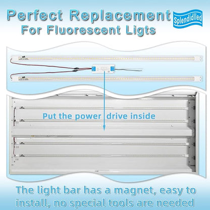 4FT Magnetic LED Retrofit Kit,Recessed T8T10Fluorescent Light Retrofit LED Light Tube,Panel Light,Troffer Quick Retrofit LED Light Kit ,No Professional Tools Required,36w, 3500K Warm light (2 pack)