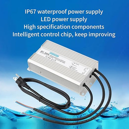 LED Driver 48V800W Waterproof Power Supply AC90-130V to DC48V16.6A Low Voltage Switching Power Supply IP67 Transformer Suitable for Indoor and Outdoor LED Lighting and Any 48V DC Equipment