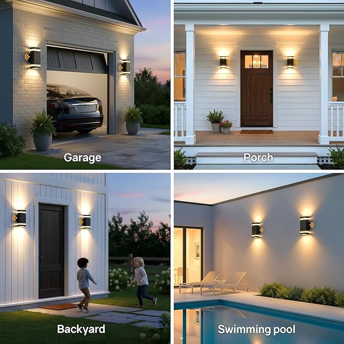 Dusk to Dawn Outdoor Wall Light Modern Up Down LED Wall Sconce, Aluminum Waterproof Exterior Lighting Fixture Porch Lights for House Patio Sensor ETL