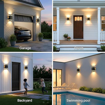 Dusk to Dawn Outdoor Wall Light Modern Up Down LED Wall Sconce, Aluminum Waterproof Exterior Lighting Fixture Porch Lights for House Patio Sensor ETL