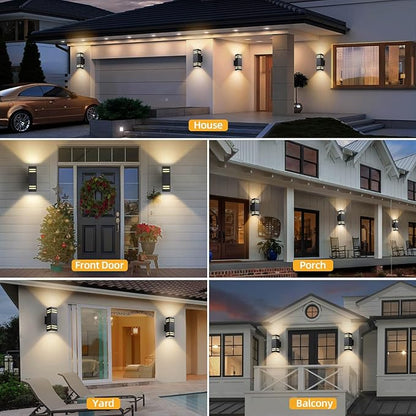Dusk to Dawn Outdoor Lighting 2 Pack, Modern Outdoor Wall Lights Black Exterior Lighting Fixtures Wall Mount with E26 Base, Waterproof Sconce Outside Lights for House Porch, Bulbs Included